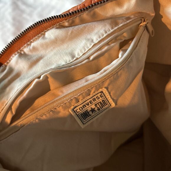 Circa 2012 Converse Cotton Canvas & Faux Leather Lg Tote Bag/ Purse 20" X 14" - Picture 9 of 12